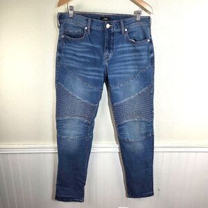 Men's True Religon Rocco Moto Relaxed Skinny Denim Blue Jeans Size 32